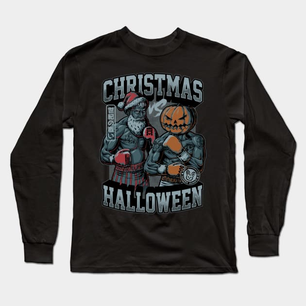 Christmas vs Halloween Long Sleeve T-Shirt by Studio Mootant